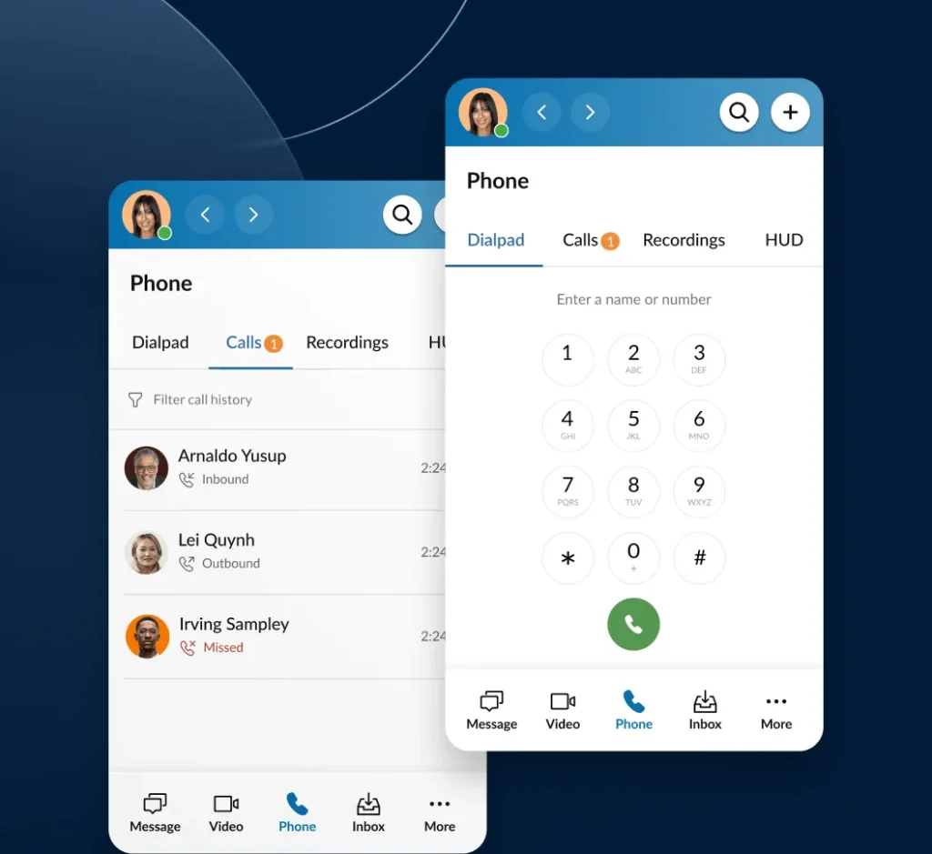 RingCentral contact center dashboard with performance analytics and call management tools